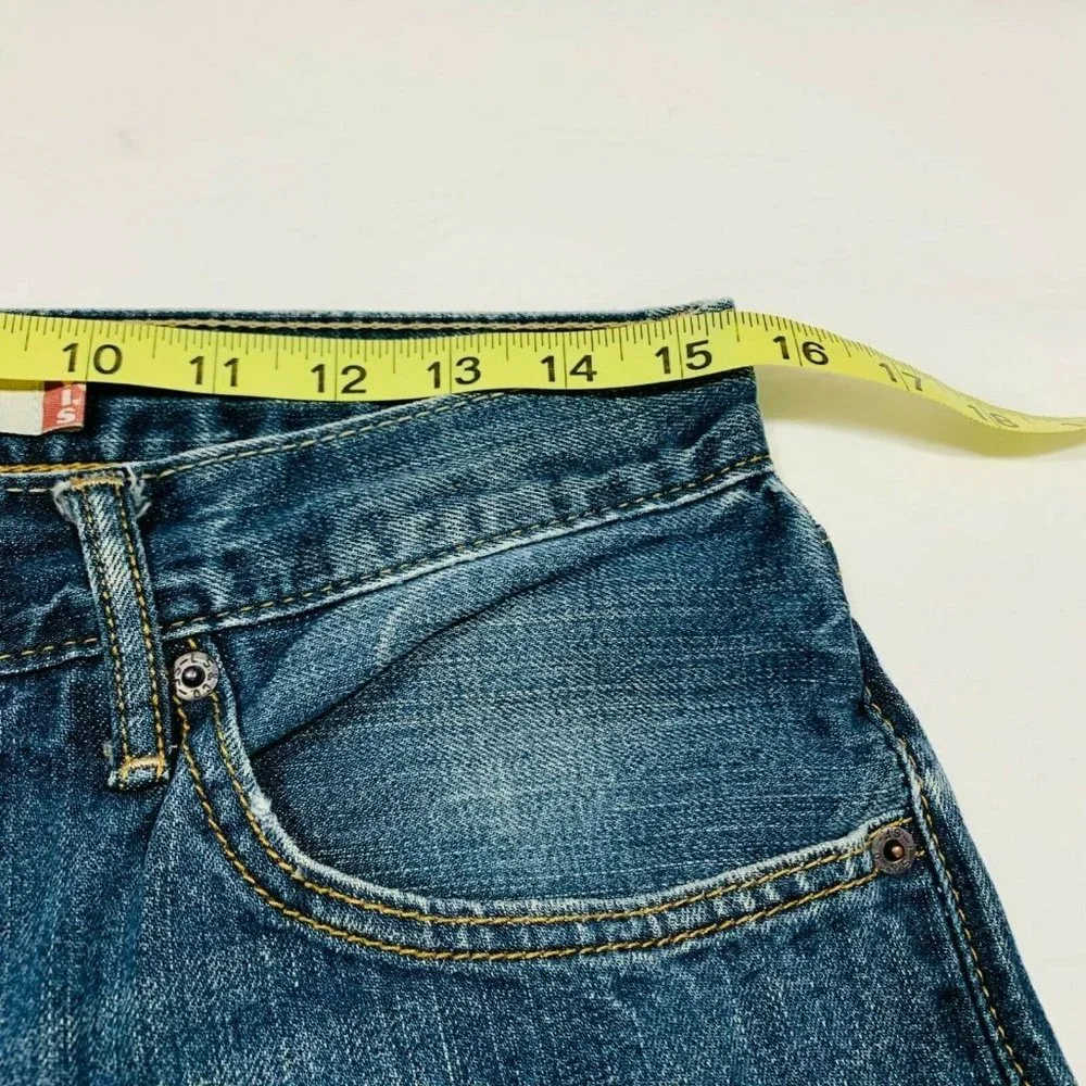 Levi's 505 Straight Fit Jeans Distressed Faded Whisker Red Tab Dark W31xL32 NWOT